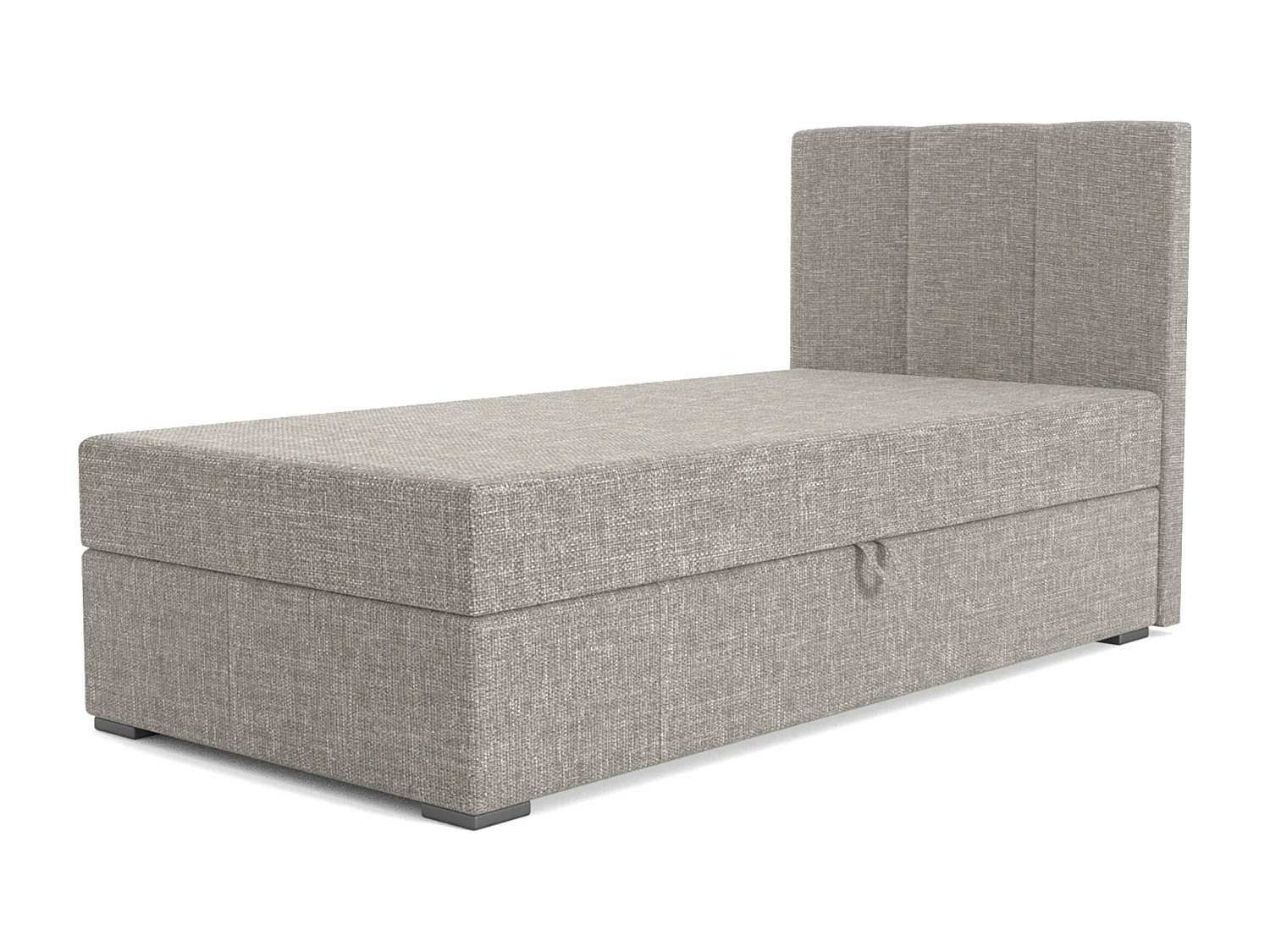 LIT BOXSPRING avec coffre de rangement Monaco Mini Basic côté droit, 100x200 cm, Lux 05 (Gris clair)