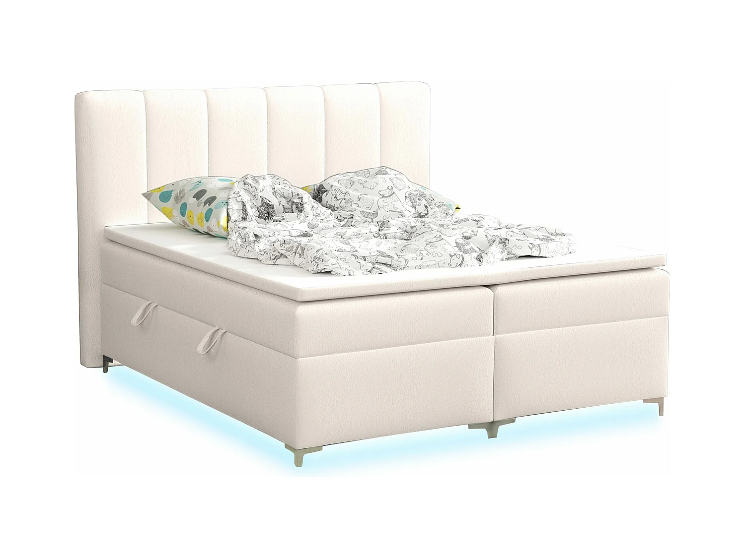 BOXSPRINGBETT mit Topper Avanti LED 200x200 cm, Soft 17 (Weiß)