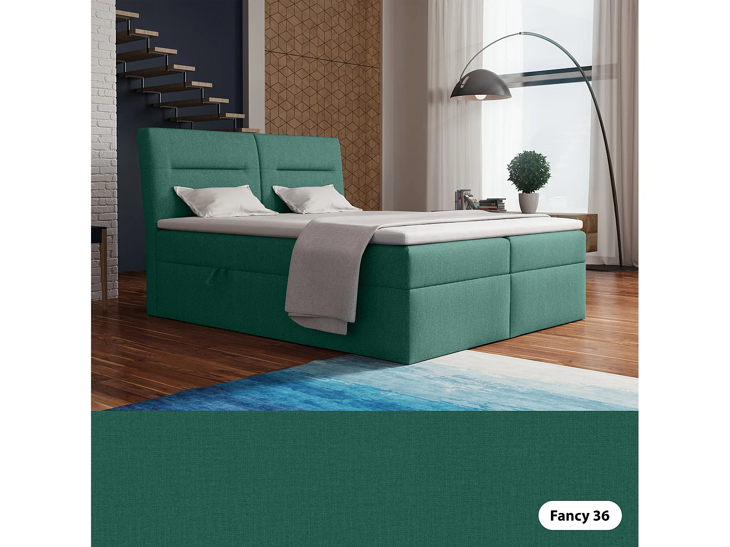 BOXSPRINGBETT mit Bettkästen und Topper Moderno 160x200 cm, Fancy 36 (Grün)