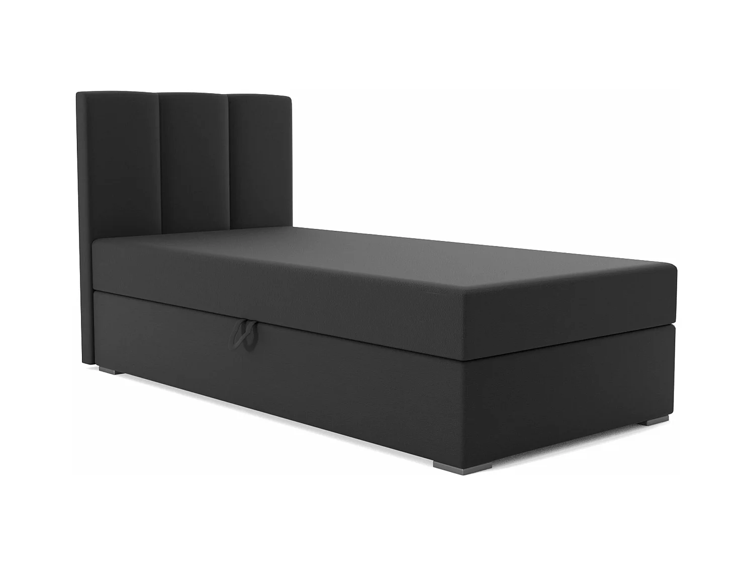 BOXSPRINGBETT mit Bettkasten Monaco Mini Basic Seite Links, 90x200 cm, Soft 11 (Schwarz)