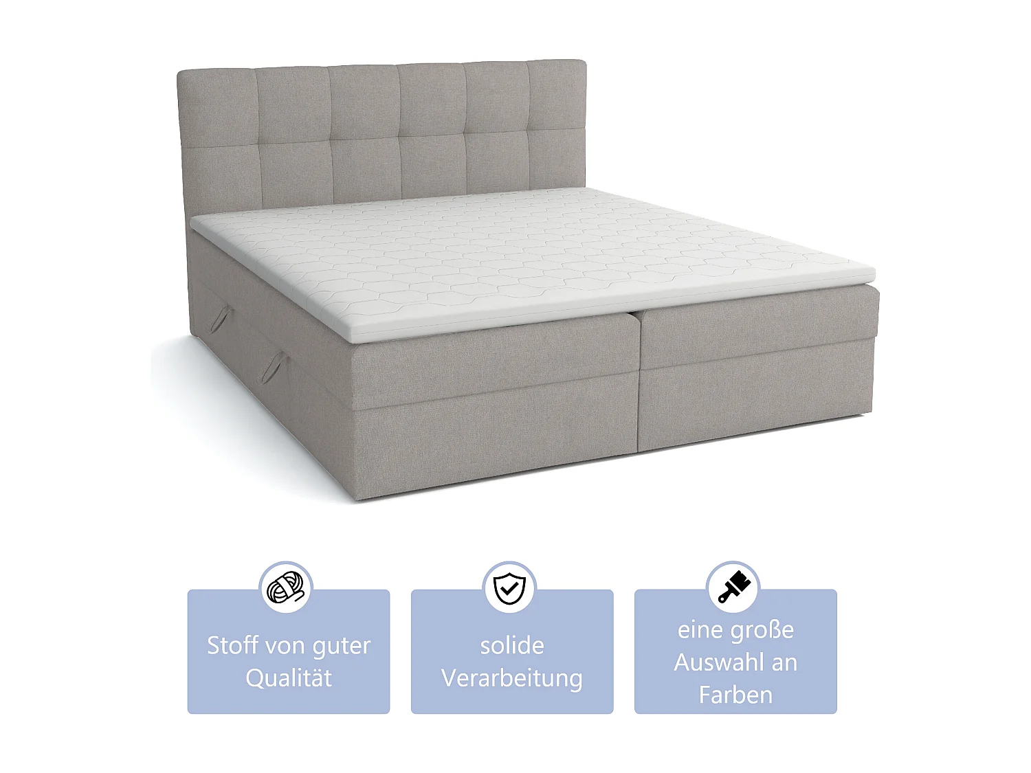 LIT BOX avec surmatelas Corino gris 160x200 cm