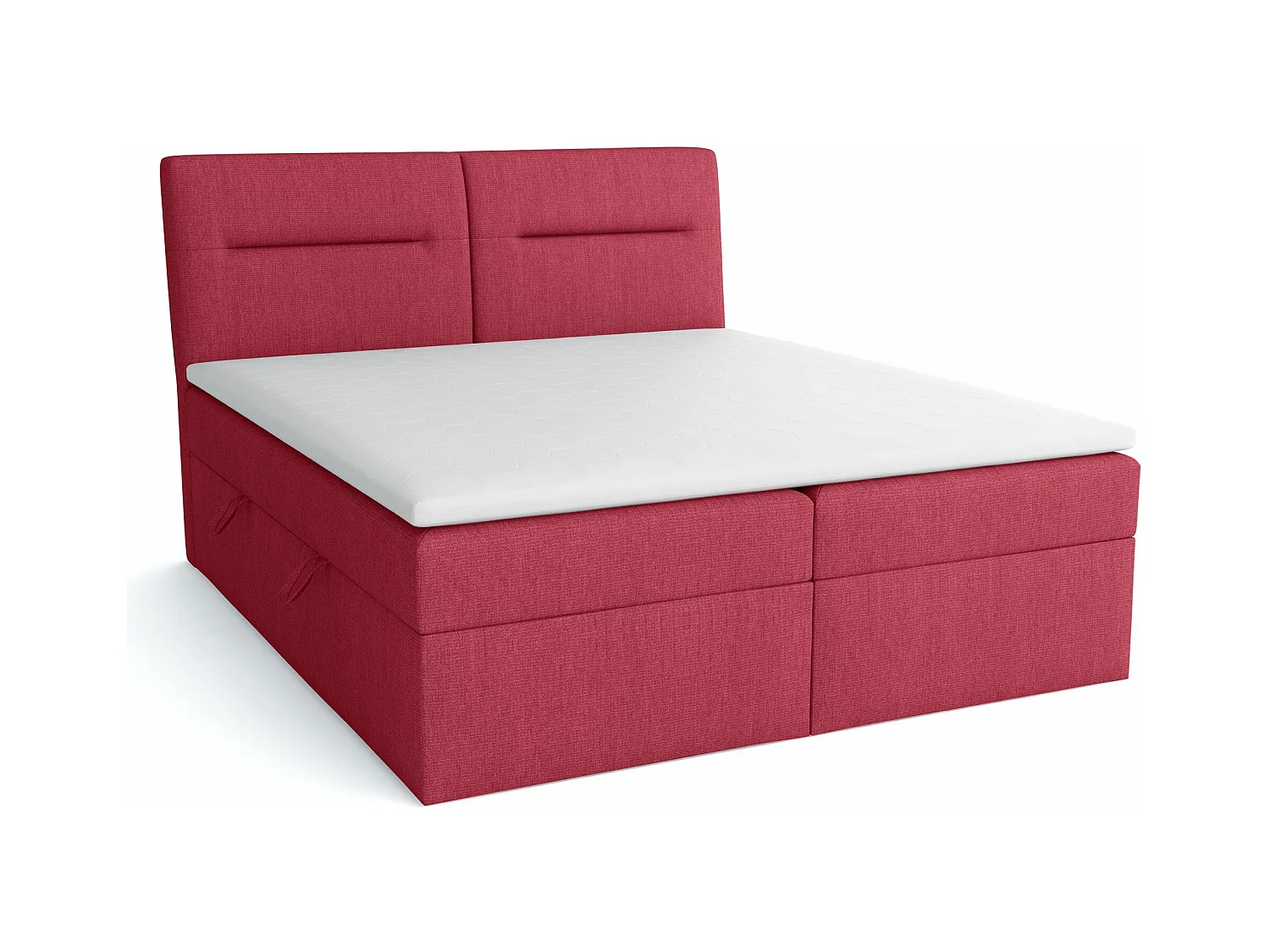 LE LIT BOXSPRING Moderno avec coffres de lit et surmatelas, en tissu Soro 60 (rouge), 160x200 cm.