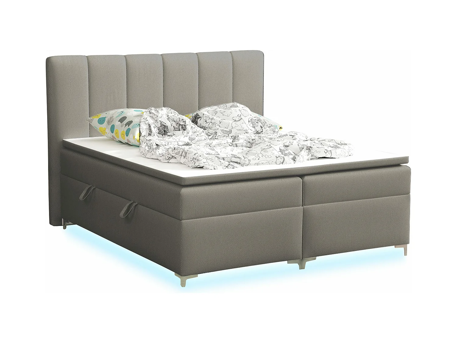 BOXSPRINGBETT mit Topper Avanti LED 160x200 cm, Soft 29 (Grau)