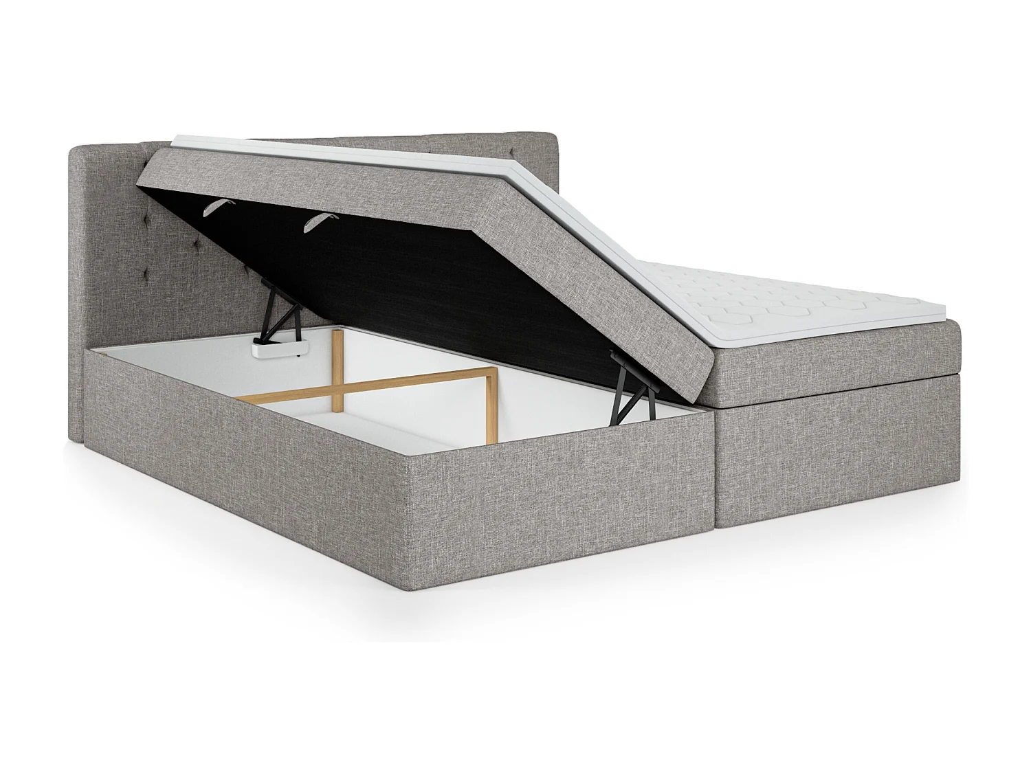 LIT BOXSPRING avec surmatelas Merano 160x200 cm, gris clair
