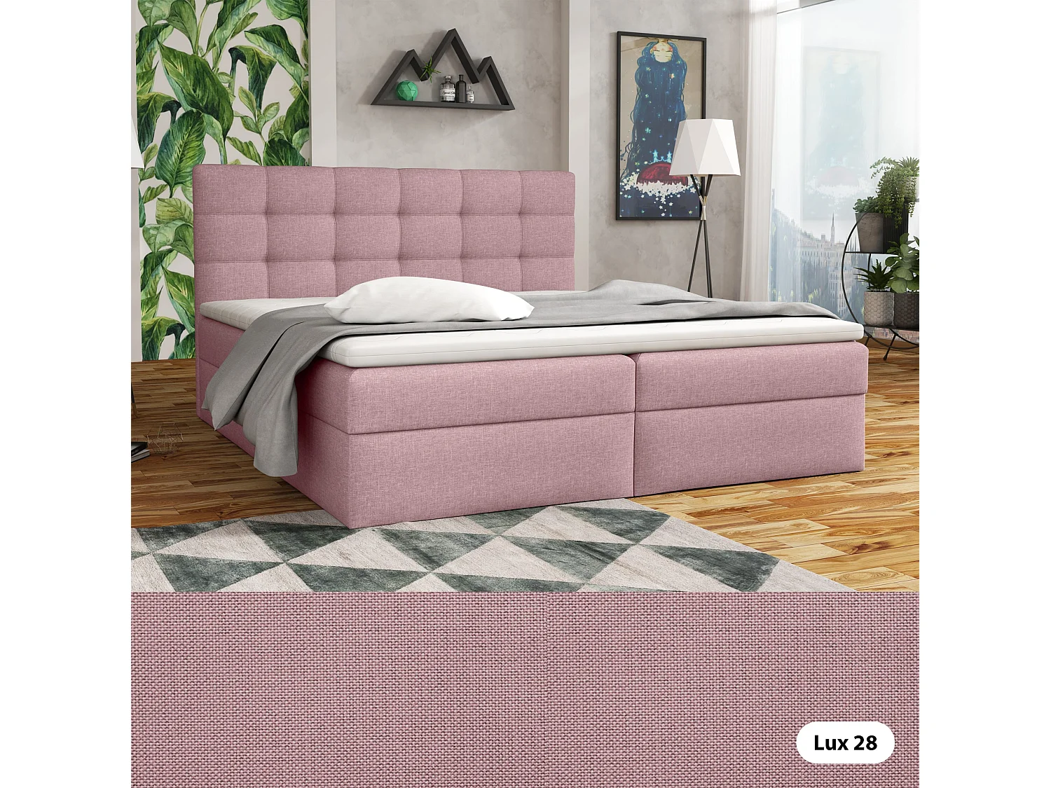 BOXSPRINGBETT mit Bettkästen Glame 160x200 cm, Lux 28 (Hellrosa)
