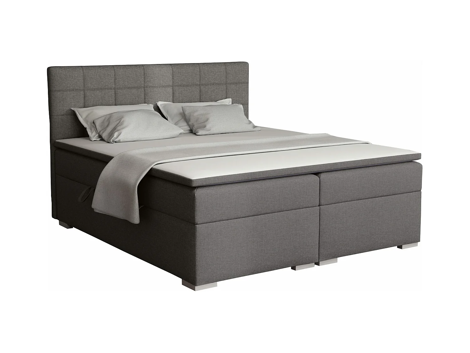 LIT BOXSPRING avec rangements pour la literie Torland, 160x200 cm, Lux 06 (Gris)