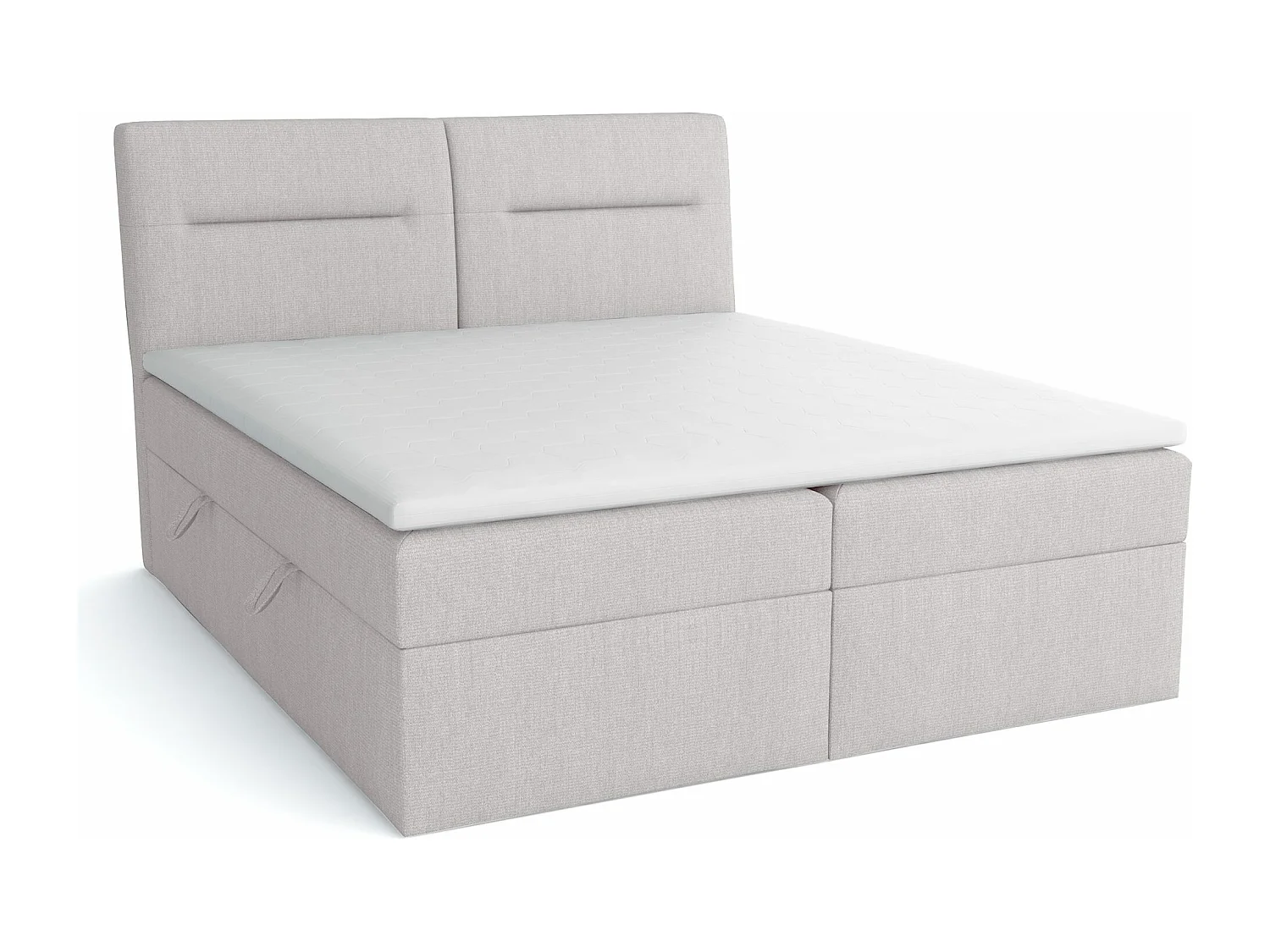 LE LIT BOXSPRING Moderno avec coffres de lit et surmatelas, en tissu Soro 83 (gris clair), 140x200 cm.