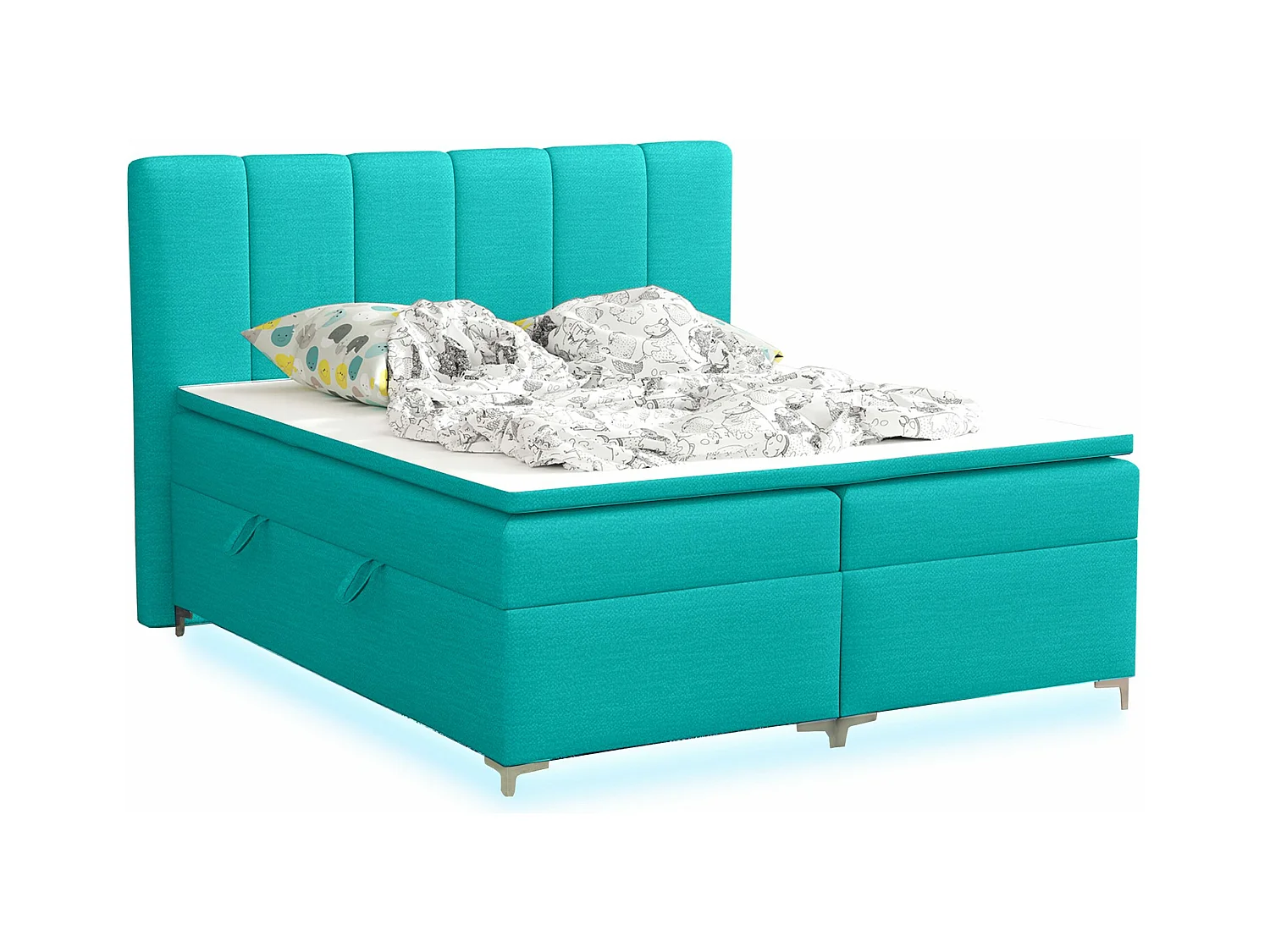BOXSPRINGBETT mit Topper Avanti LED 160x200 cm, Orinoco 85 (Türkis)