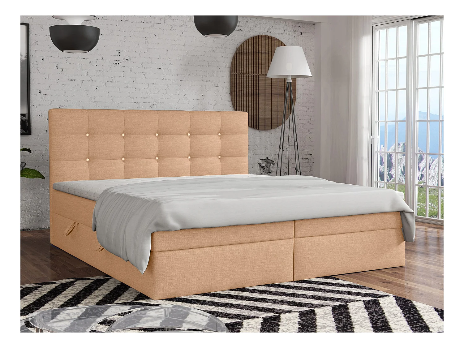 LIT BOXSPRING avec surmatelas Elegante 160x200 cm, sable