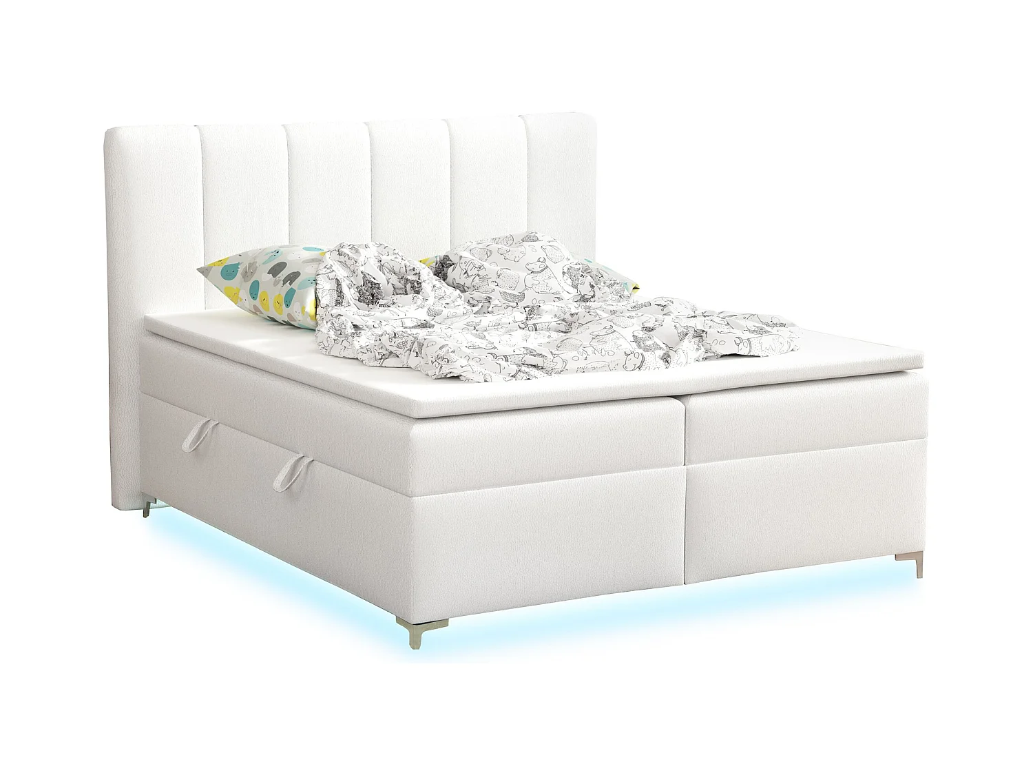 BOXSPRINGBETT mit Topper Avanti LED 140x200 cm, Jasmine 20 (Weiss)