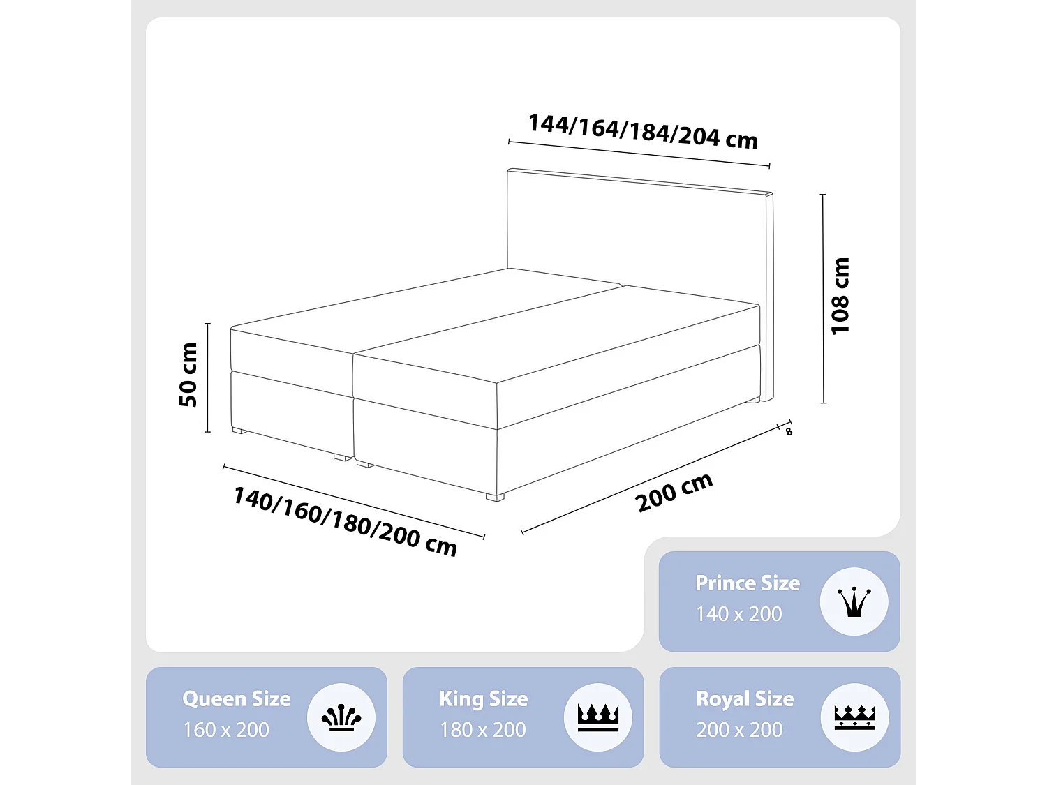 LIT BOX avec surmatelas Corino beige 160x200 cm