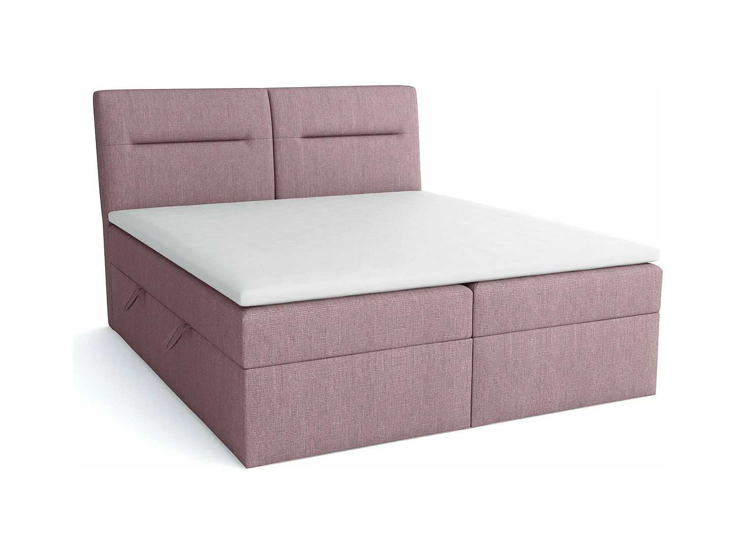 LE LIT BOXSPRING Moderno avec coffres de lit et surmatelas, en tissu Soro 65 (violet sale), 180x200 cm.