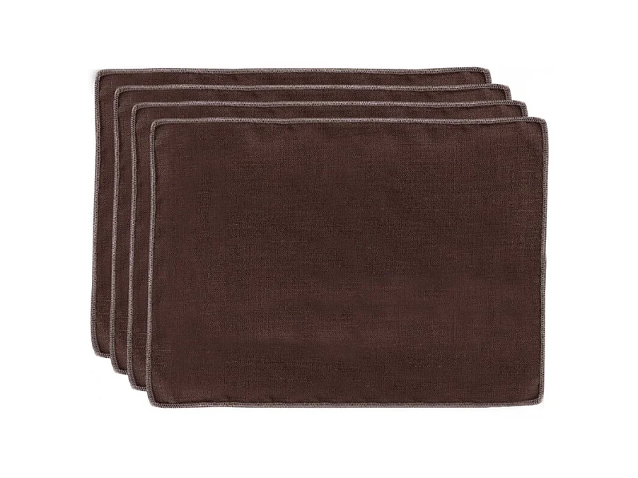 Lot de 4 sets de table, lin et coton brun 36 x 48 cm - CONSTELLA 9048