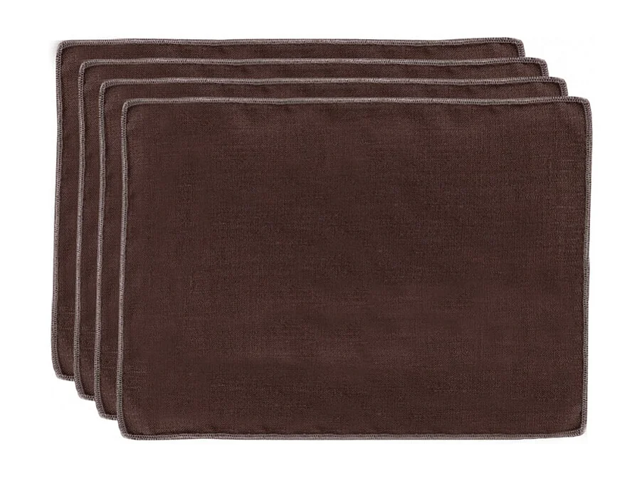 Lot de 4 sets de table, lin et coton brun 36 x 48 cm - CONSTELLA 9048