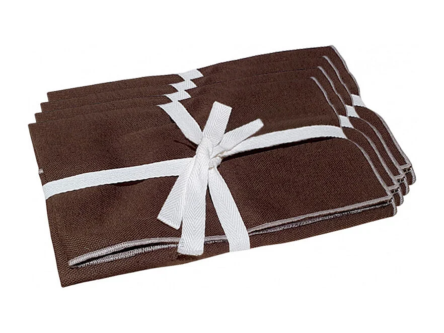 Lot de 4 sets de table, lin et coton brun 36 x 48 cm - CONSTELLA 9048