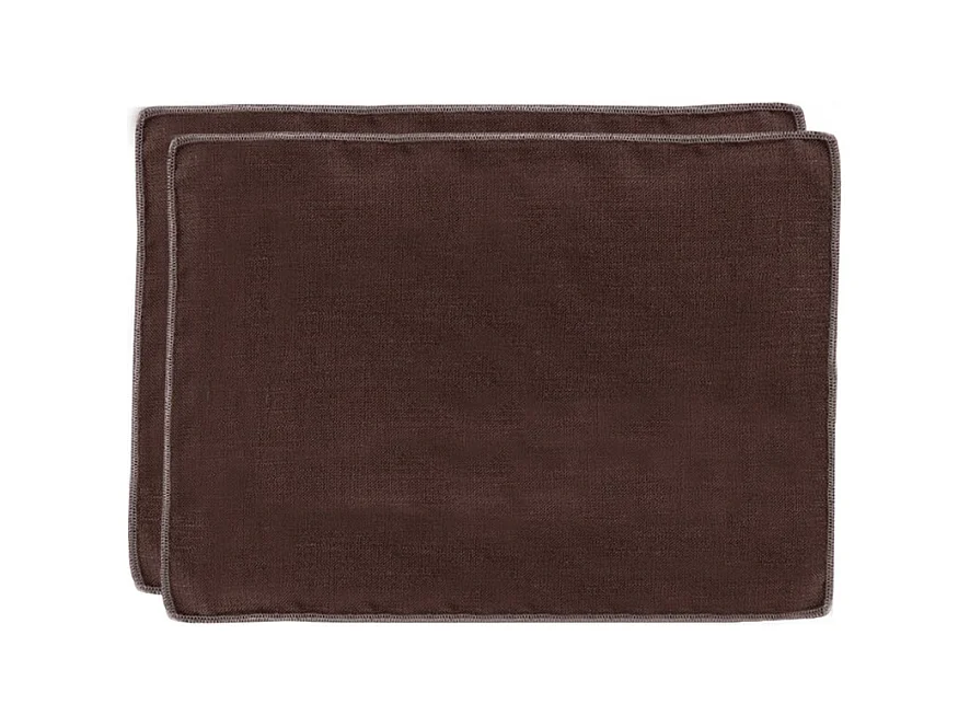 Lot de 2 sets de table, lin et coton brun 36 x 48 cm - CONSTELLA 9048