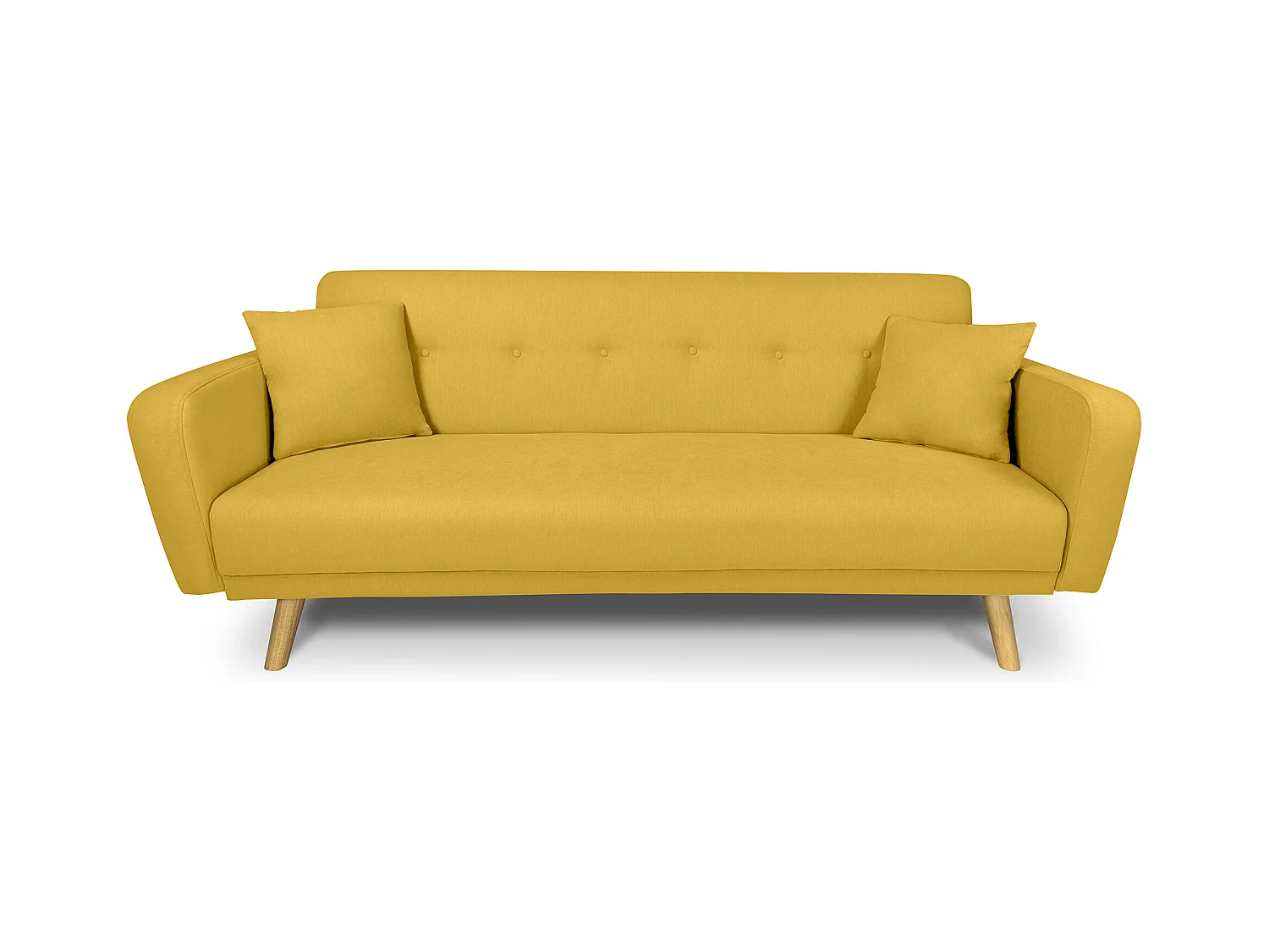 Divano letto clic clac in tessuto vellutato giallo, divano 3 posti mod. Henry