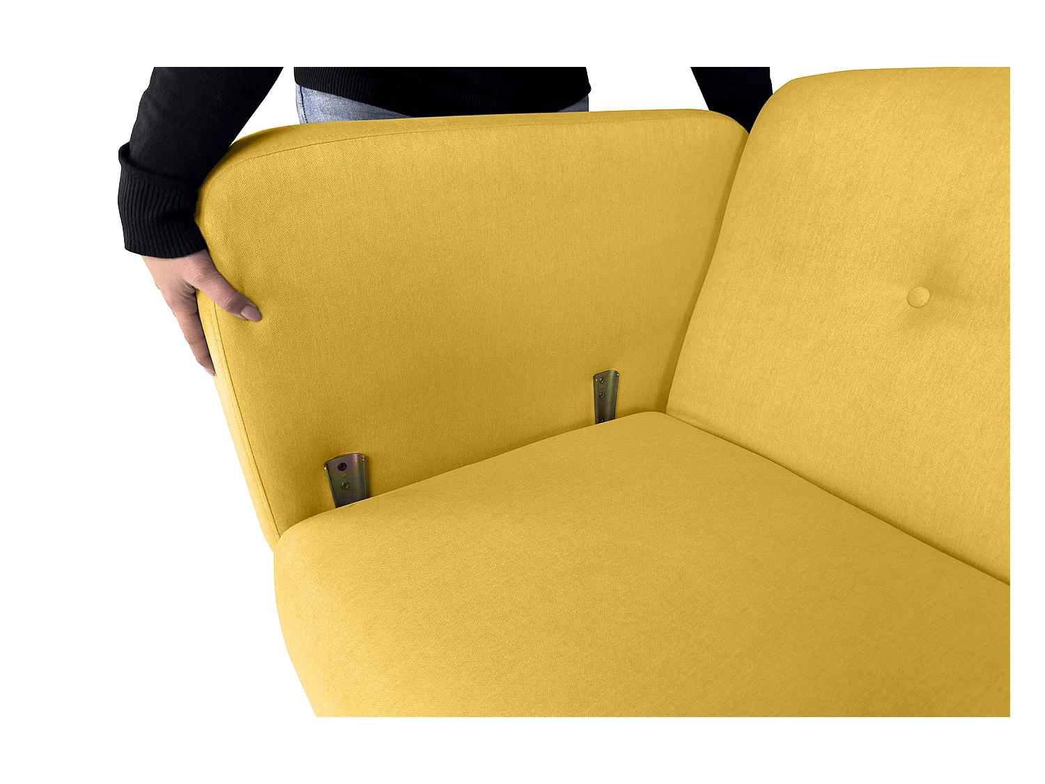 Divano letto clic clac in tessuto vellutato giallo, divano 3 posti mod. Henry