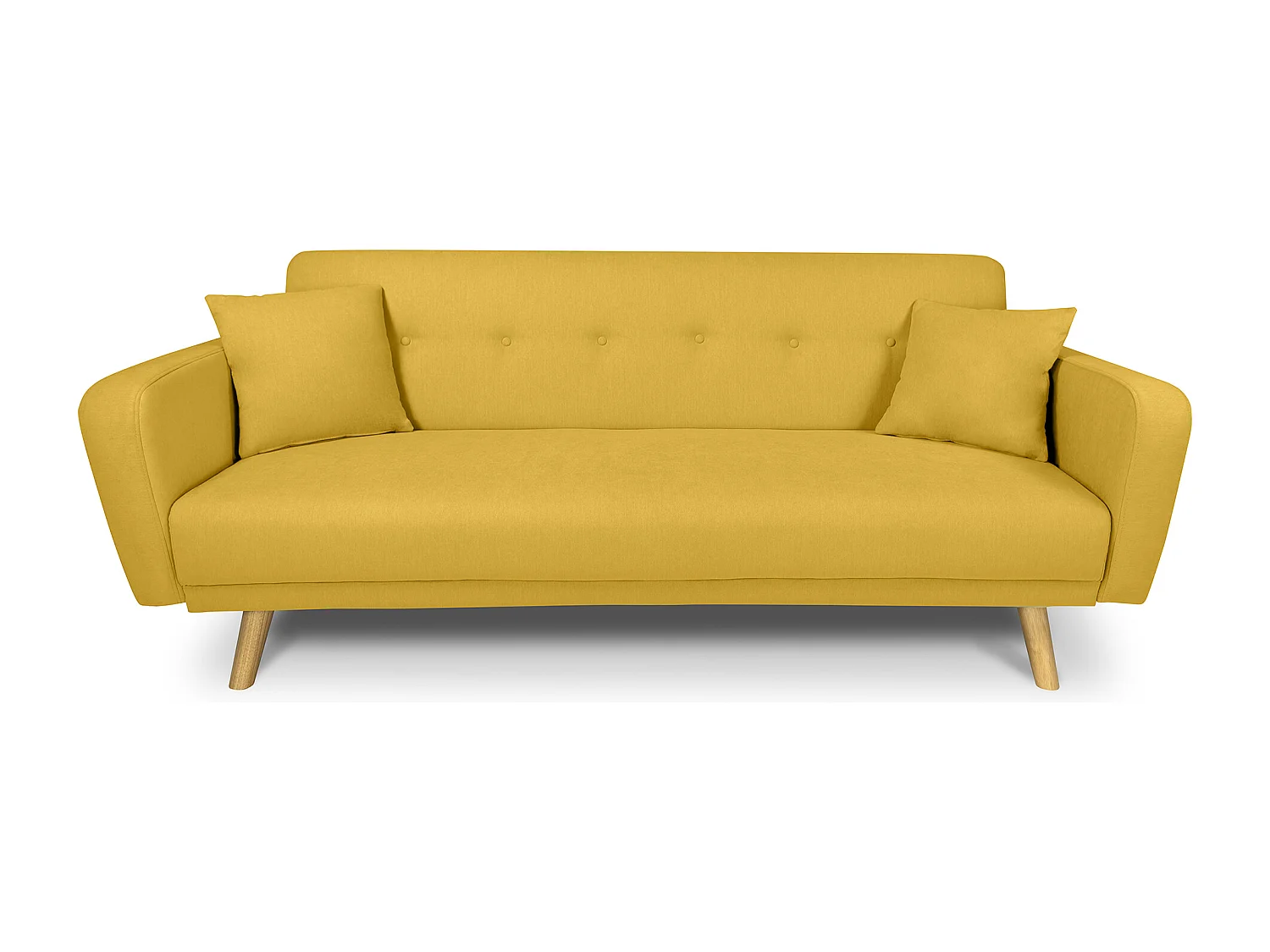 Divano letto clic clac in tessuto vellutato giallo, divano 3 posti mod. Henry