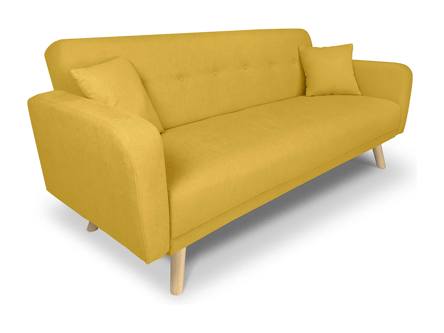 Divano letto clic clac in tessuto vellutato giallo, divano 3 posti mod. Henry