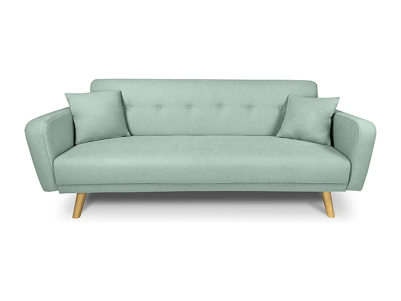 Divano letto clic clac in tessuto vellutato verde tiffany, divano 3 posti mod. Henry