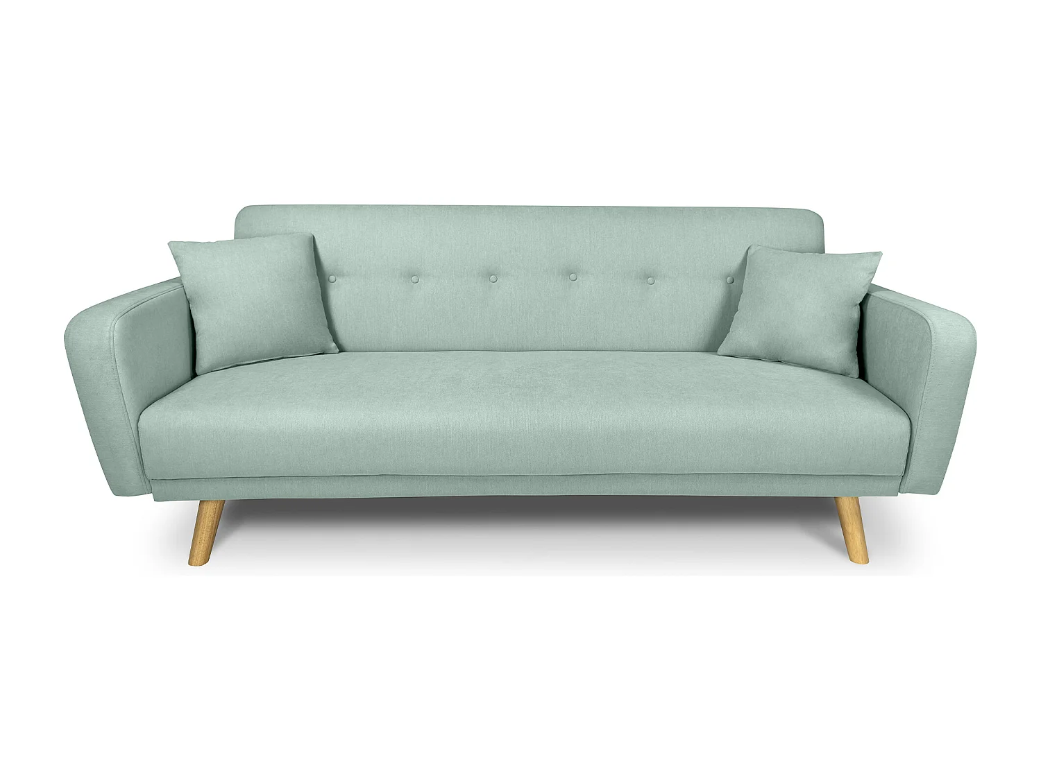 Divano letto clic clac in tessuto vellutato verde tiffany, divano 3 posti mod. Henry