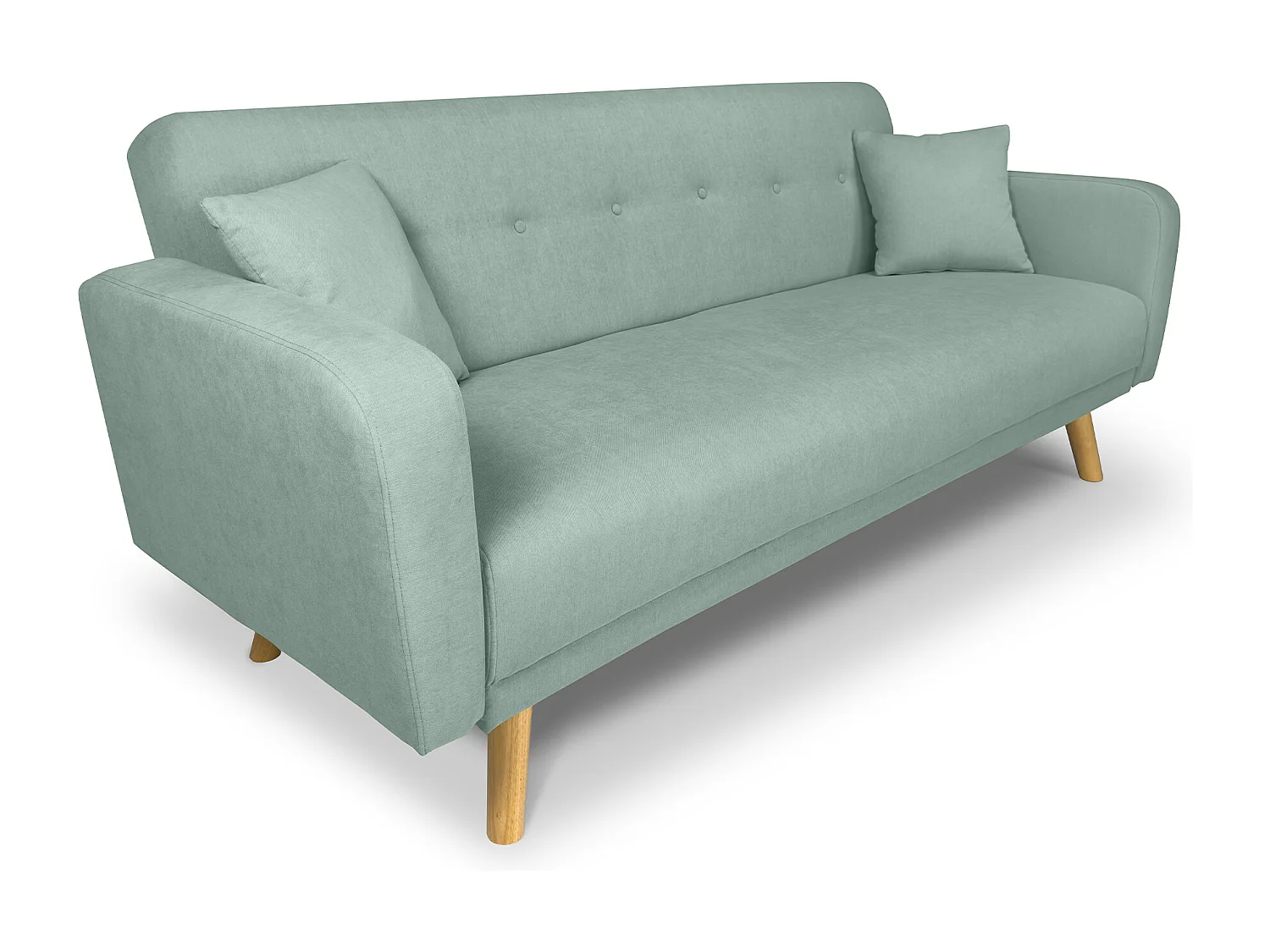 Divano letto clic clac in tessuto vellutato verde tiffany, divano 3 posti mod. Henry