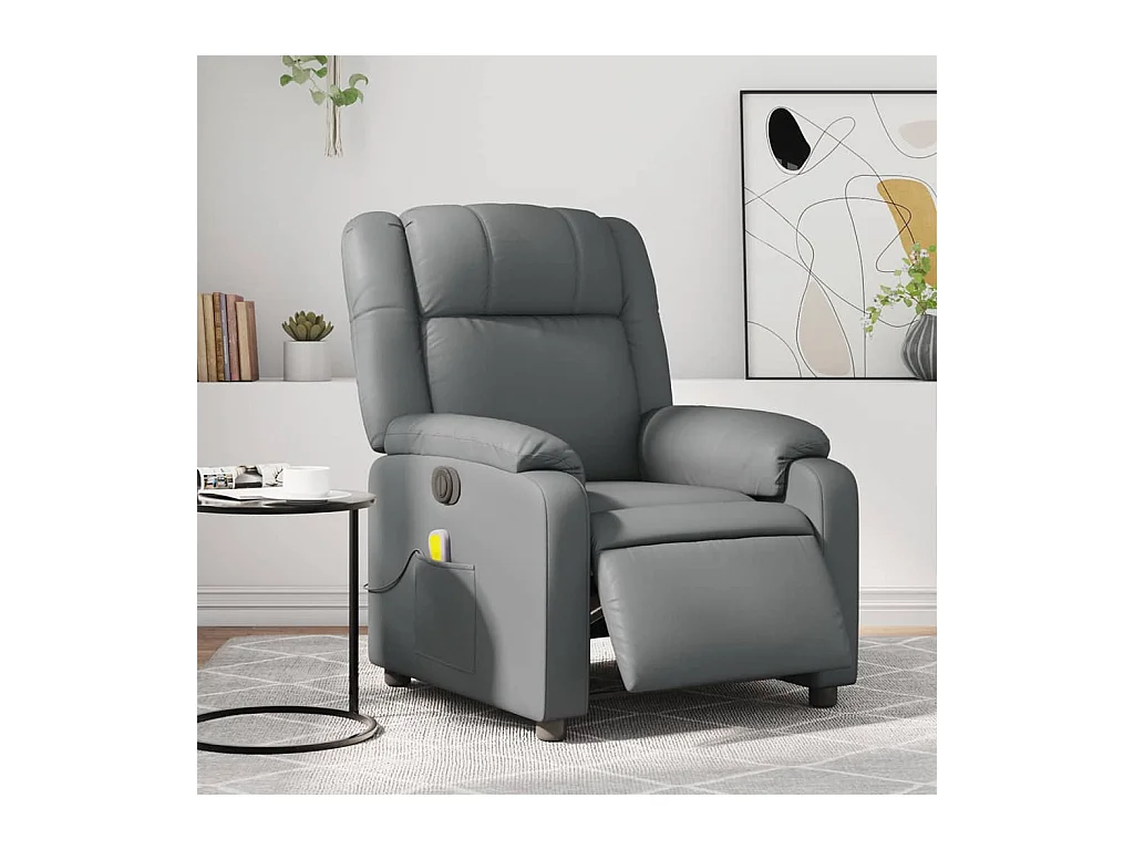 Fauteuil de massage inclinable électrique gris similicuir