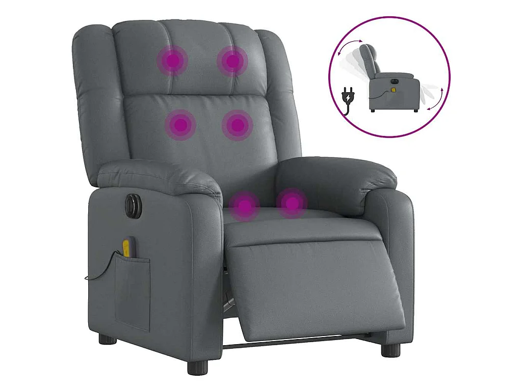 Massagestoel verstelbaar elektrisch kunstleer grijs