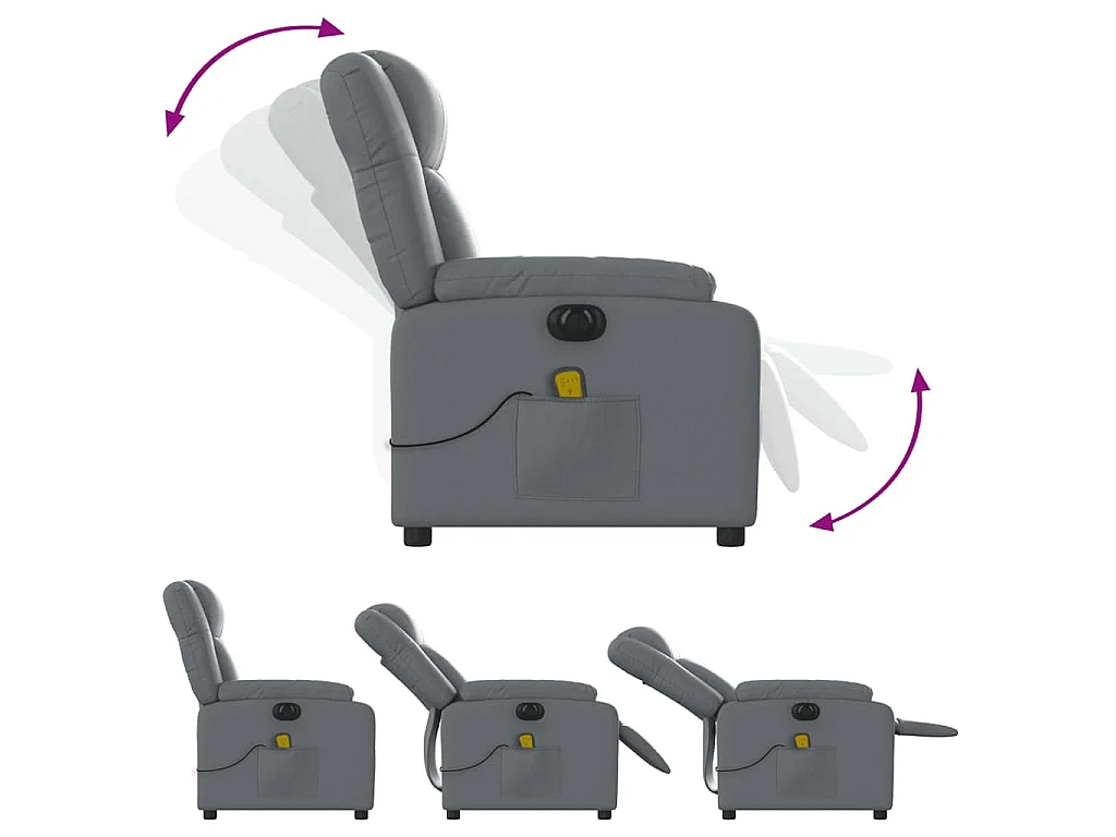 Massagestoel verstelbaar elektrisch kunstleer grijs