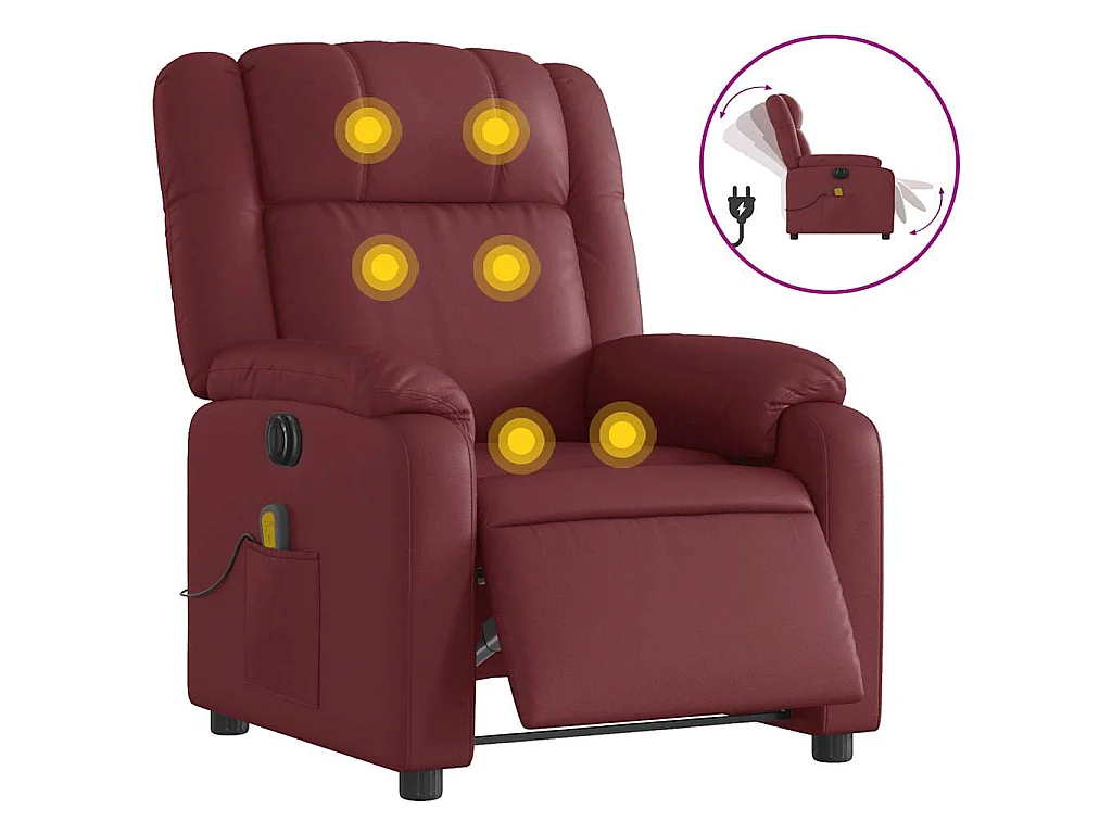 Fauteuil de massage inclinable électrique rouge bordeaux