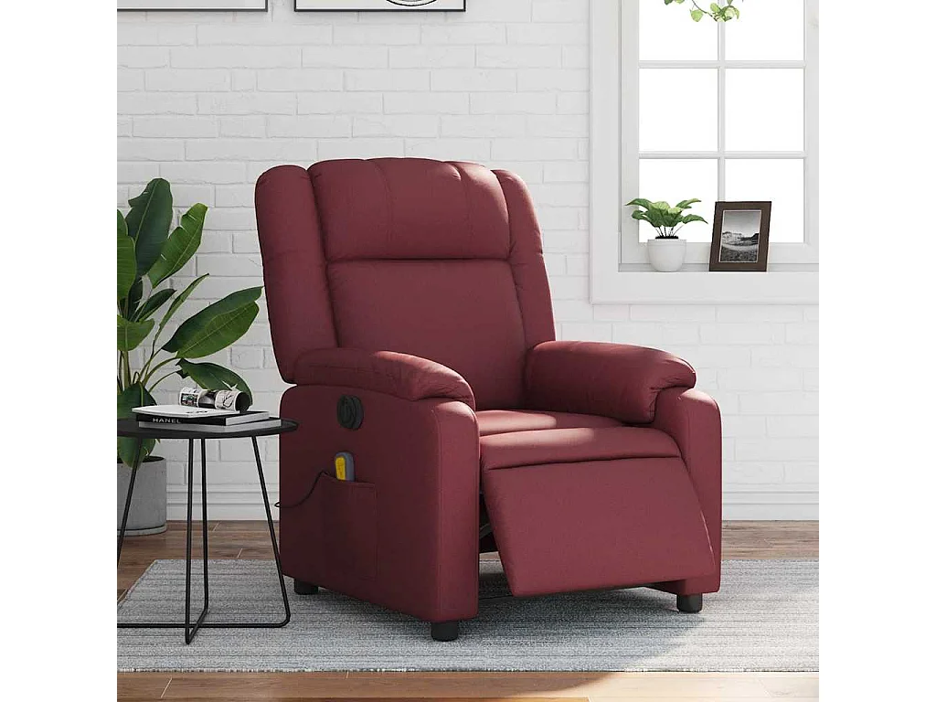 Fauteuil de massage inclinable électrique rouge bordeaux