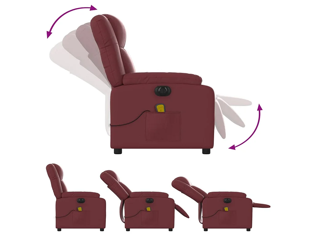 Fauteuil de massage inclinable électrique rouge bordeaux