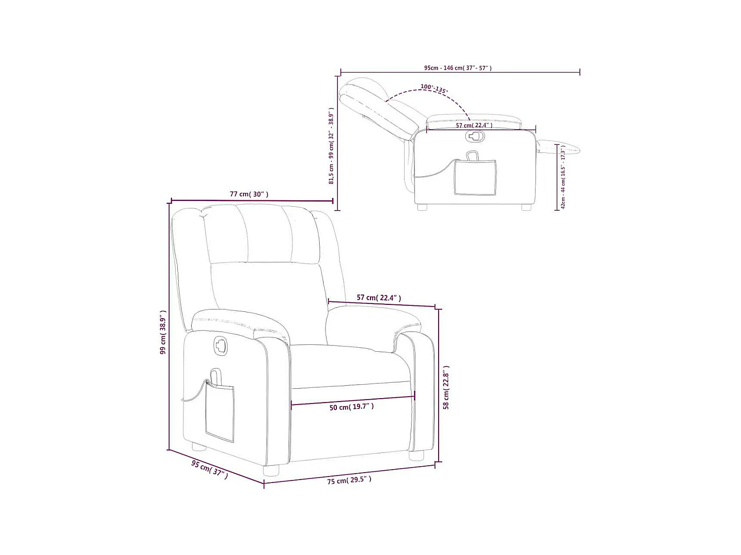 Fauteuil de massage inclinable Cappuccino Similicuir