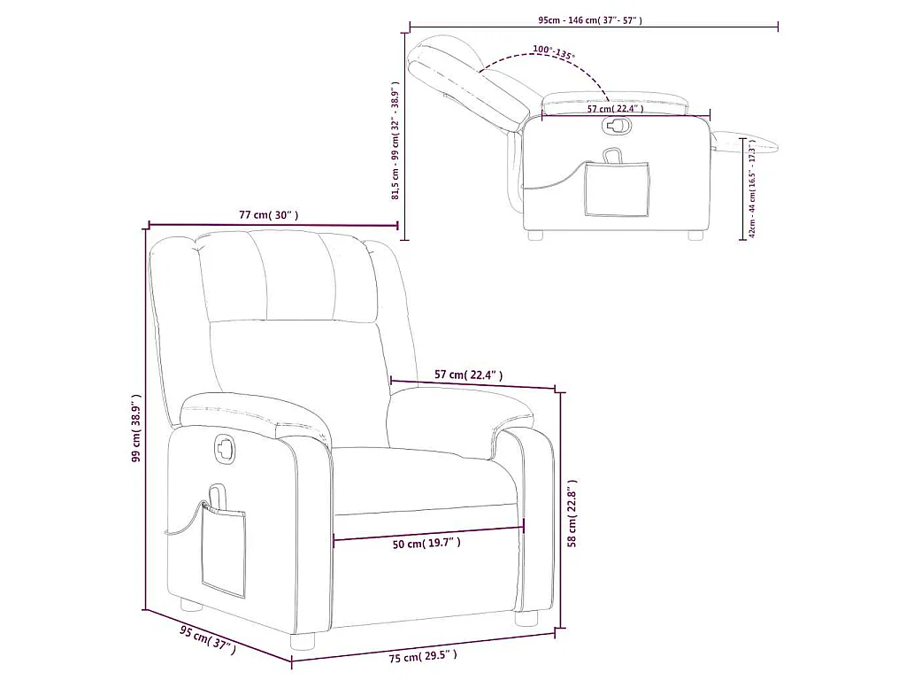 Fauteuil de massage inclinable Cappuccino Similicuir