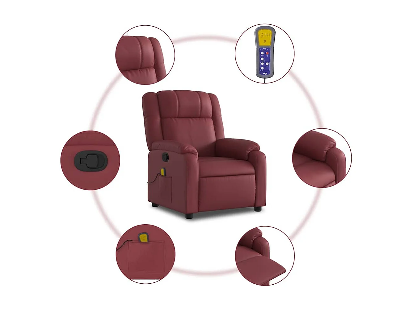 Fauteuil de massage inclinable Rouge bordeaux Similicuir