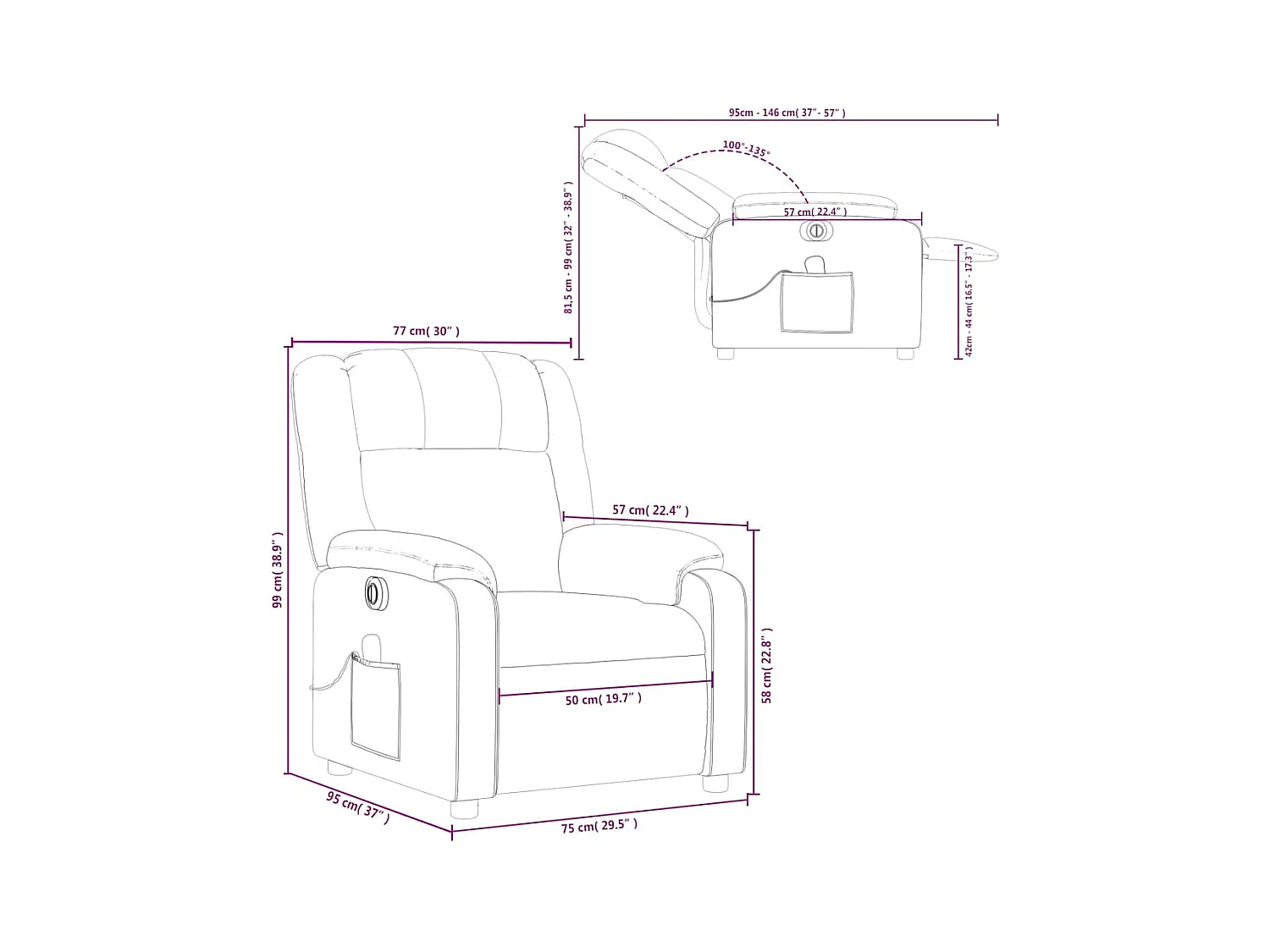Massagestoel verstelbaar elektrisch kunstleer bruin