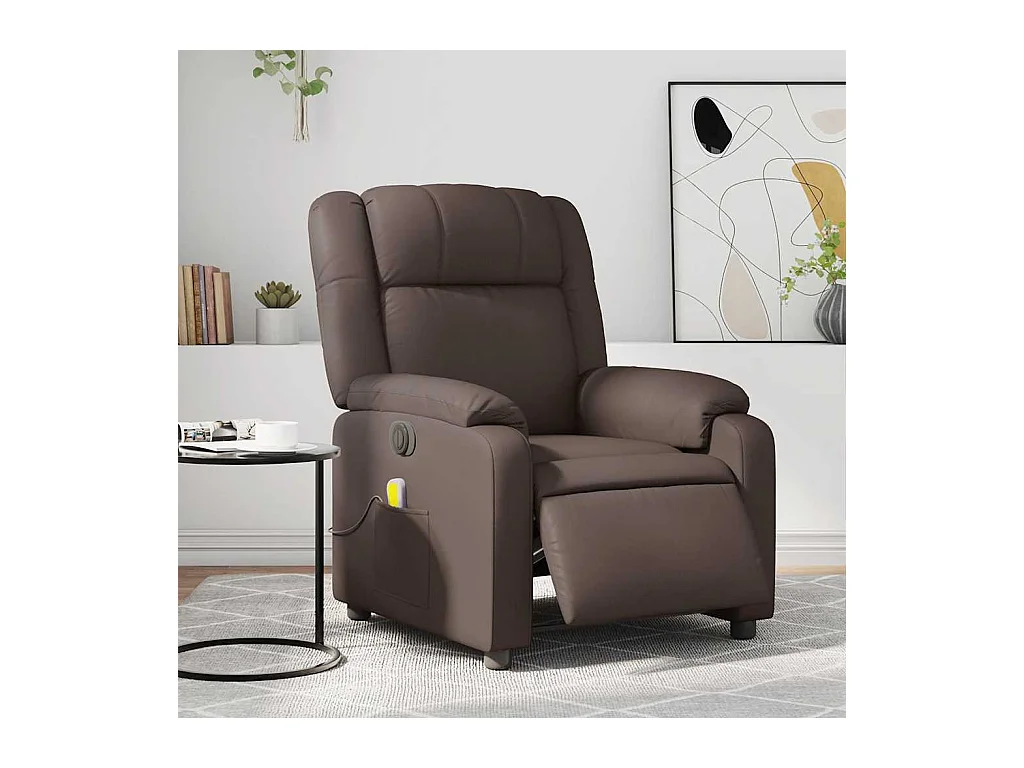 Fauteuil de massage inclinable électrique marron similicuir