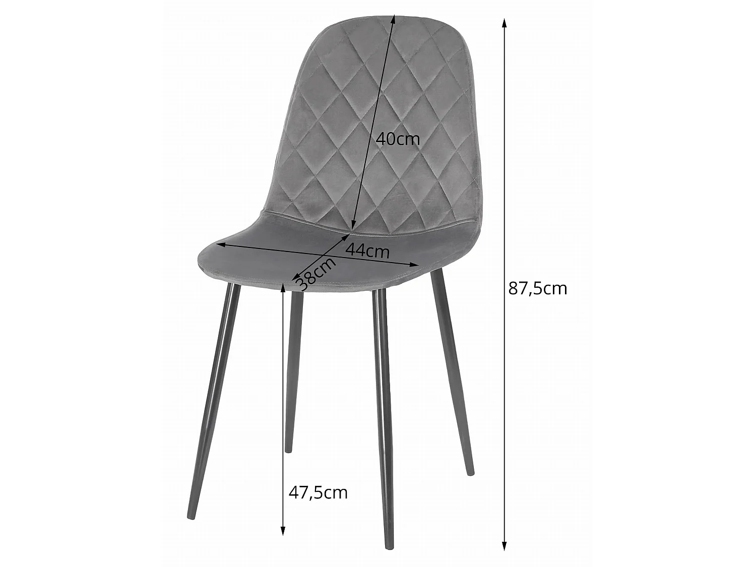 Eetkamerstoel ASTI ergonomisch fluweel donkergroen 87,5x44,5x50,5 cm