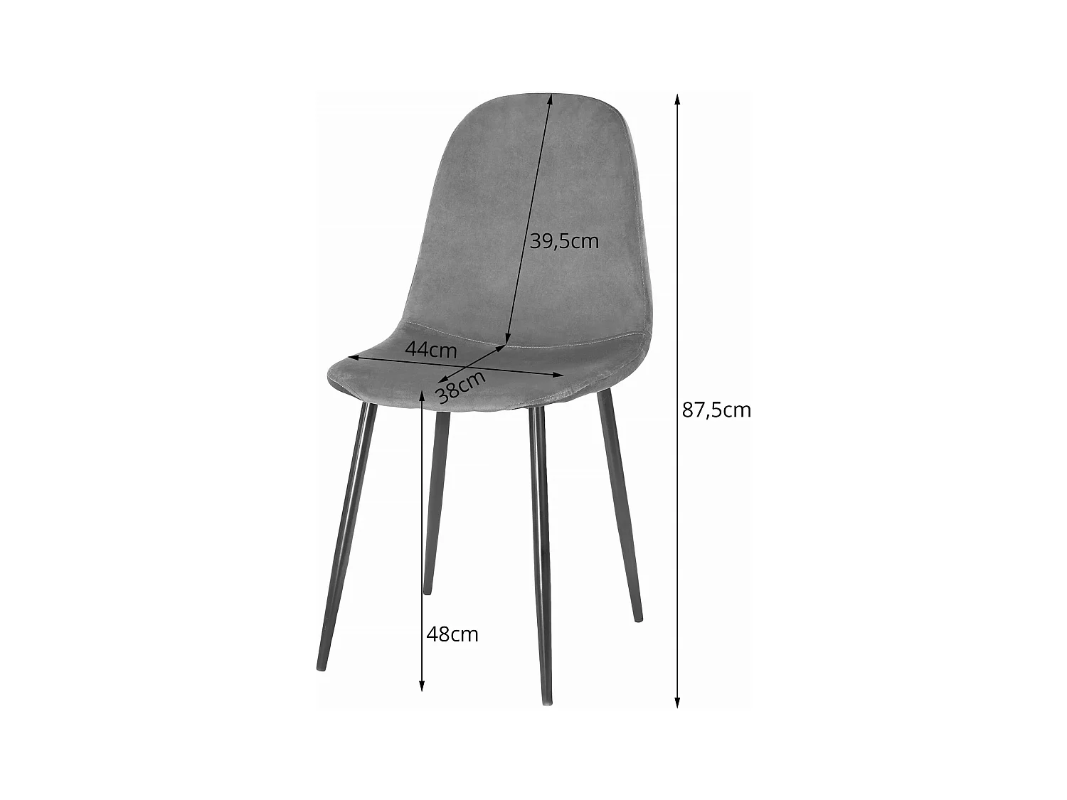 Chaise COMO - Velours Gris Foncé x 1