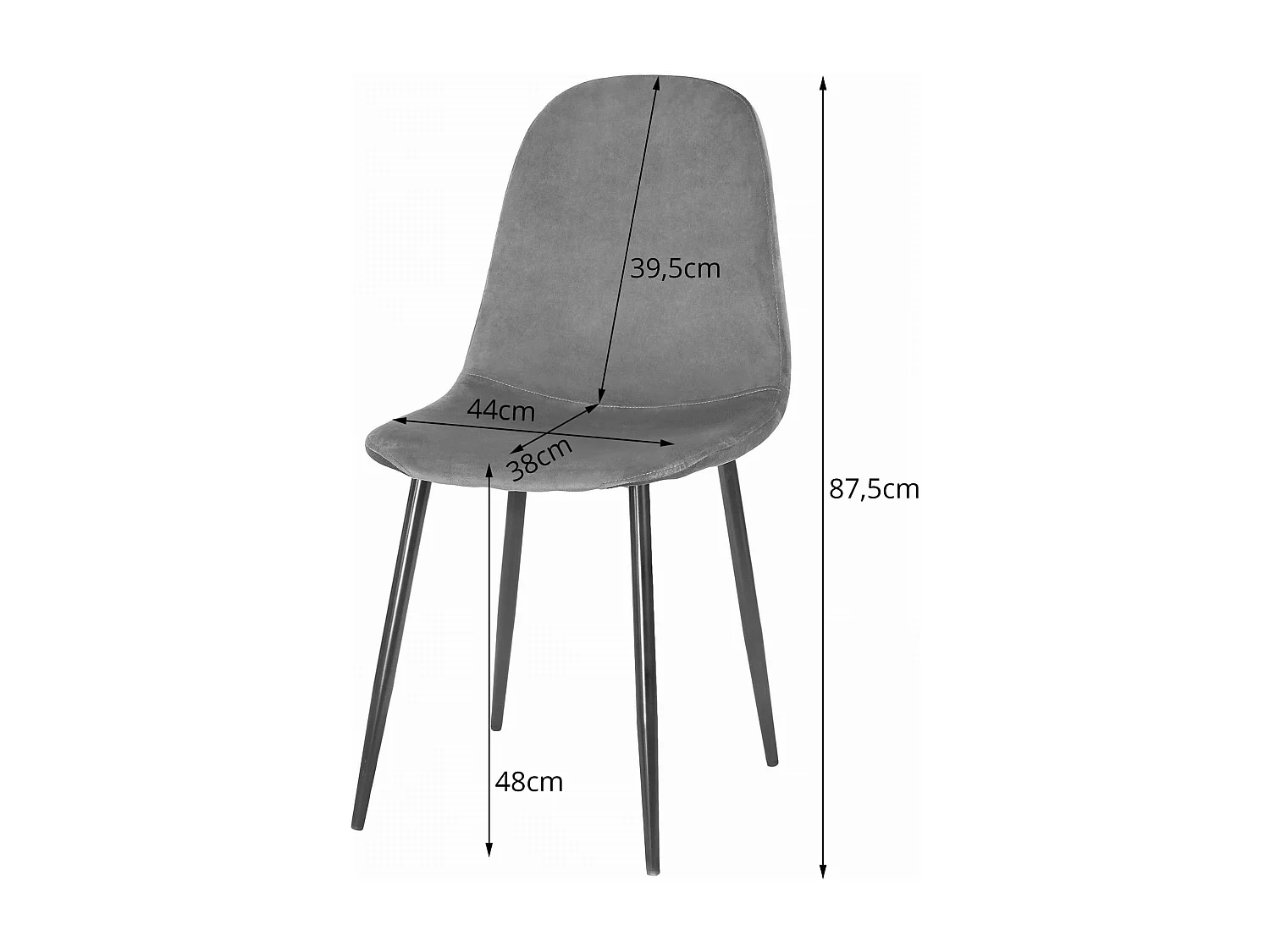 Chaise COMO - Velours Gris Foncé x 1