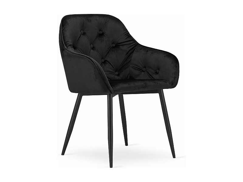 Chaise FORIO - velours noir / pieds noirs x 1