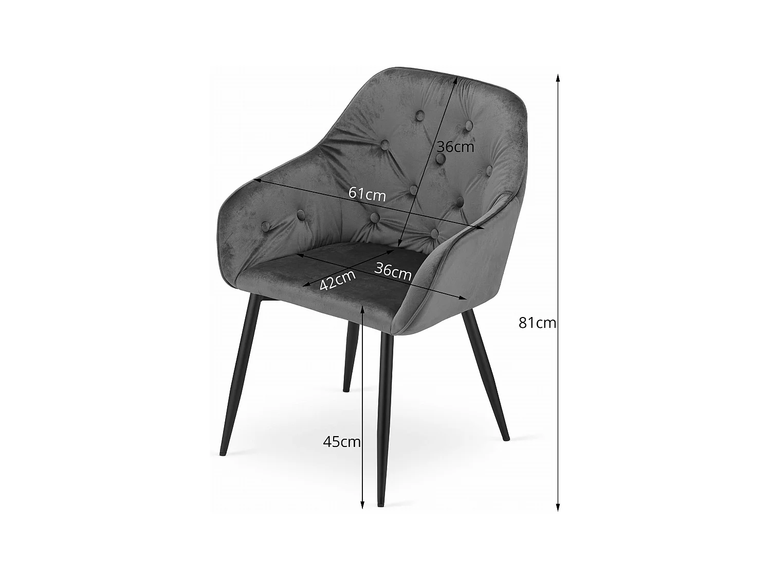 Chaise FORIO - velours noir / pieds noirs x 1