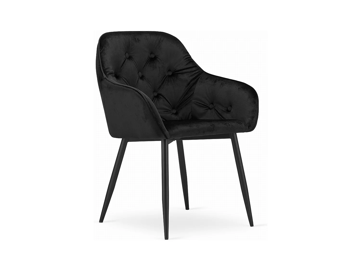 Chaise FORIO - velours noir / pieds noirs x 1