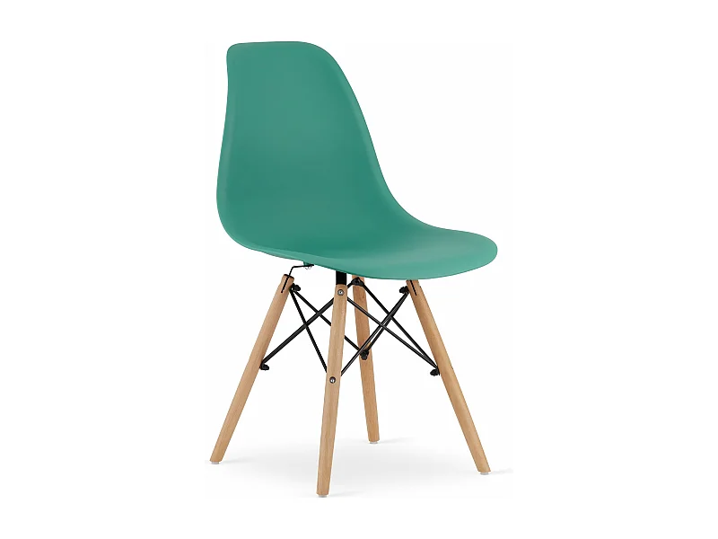 Chaise OSAKA verte / pieds naturels x 1