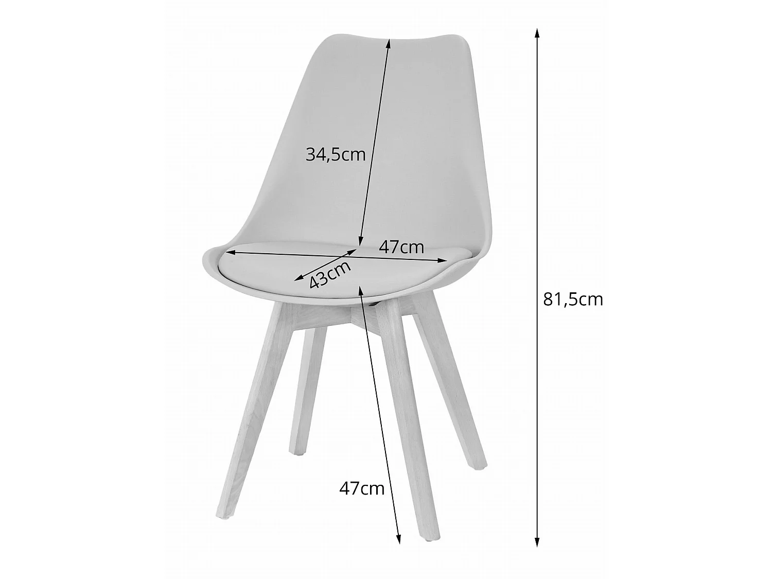 Eetkamerstoel MARK ergonomisch polypropyleen wit-zwart 82x49 cm