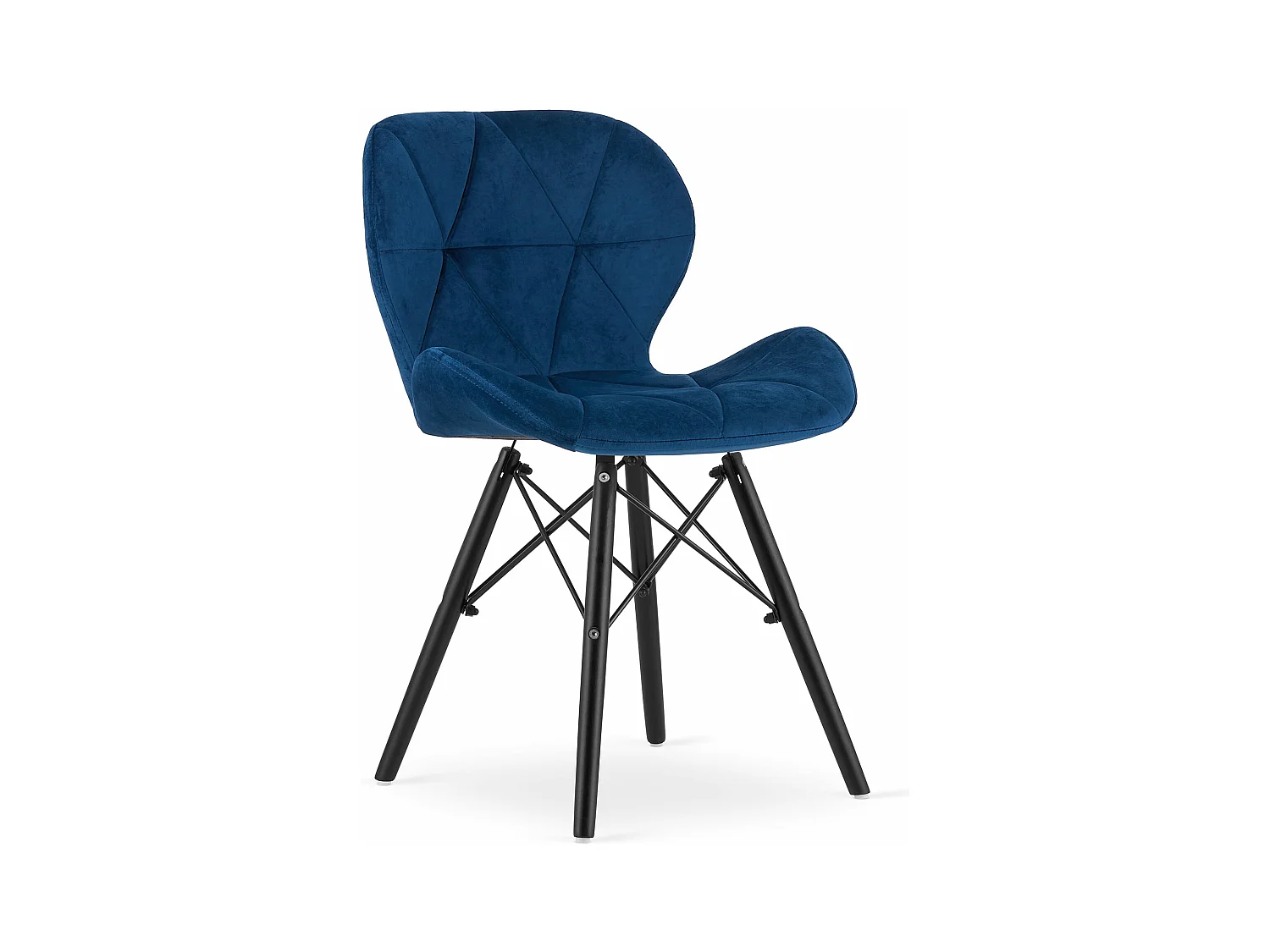 Chaise LAGO en velours - bleu marine / pieds noirs x 1