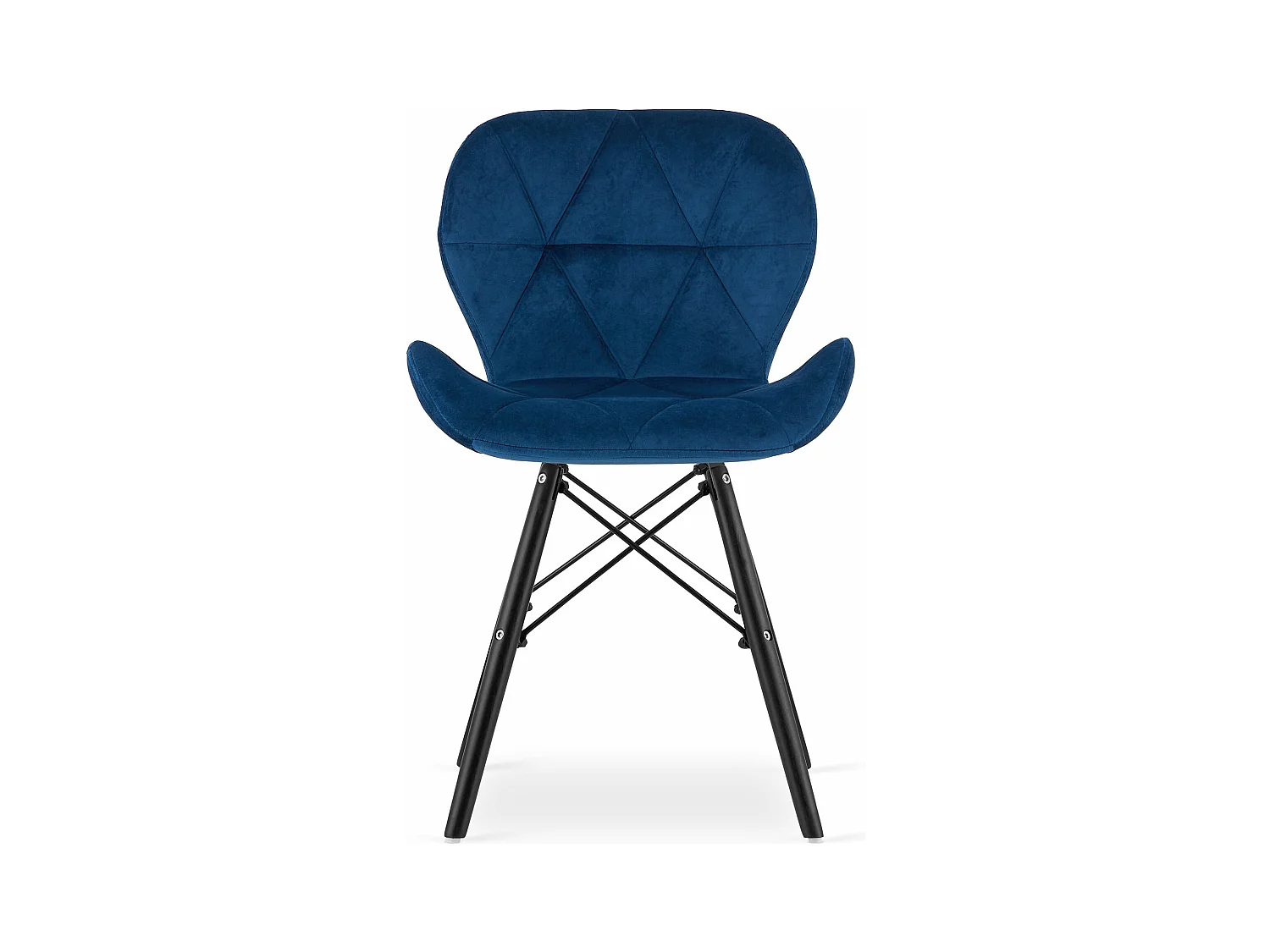 Chaise LAGO en velours - bleu marine / pieds noirs x 1
