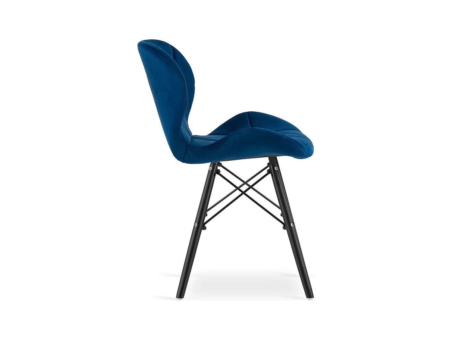 Chaise LAGO en velours - bleu marine / pieds noirs x 1