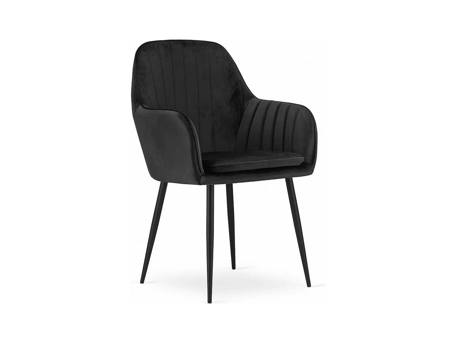 Chaise LUGO - velours noir / pieds noirs x 1